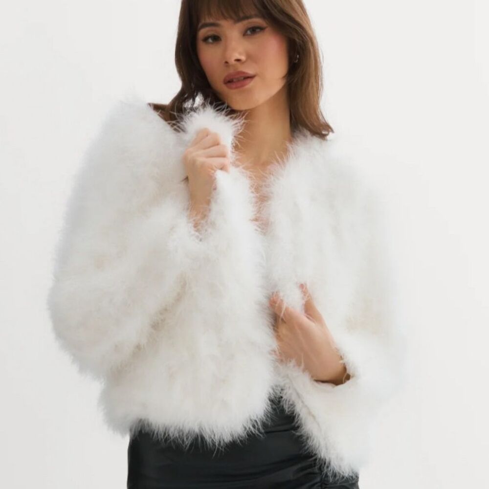 Lamarque Deora White Feather Jacket